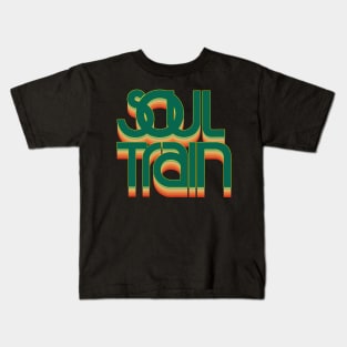 Soul Train Retro Color Green Kids T-Shirt